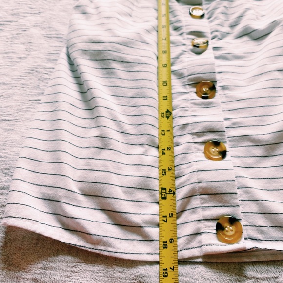 White Skirt with Black Stripes & Tortoise Buttons - Picture 9 of 16